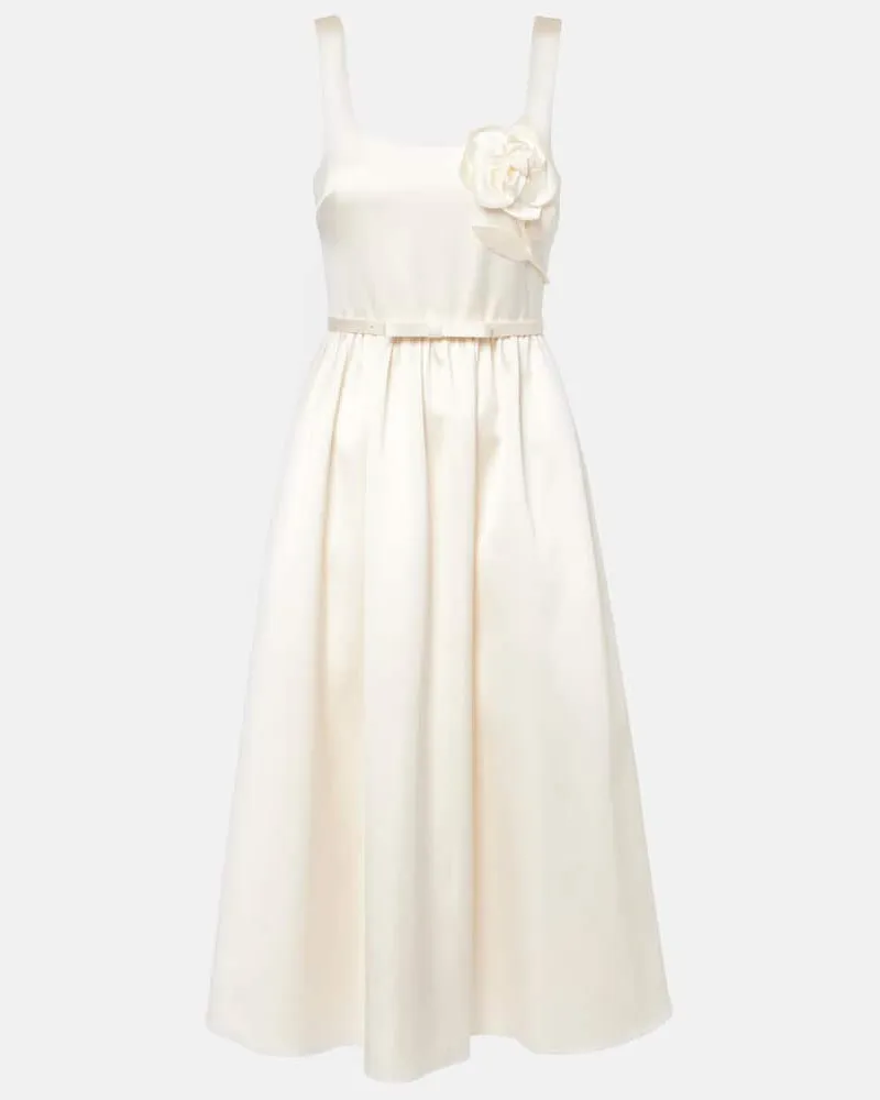 Self-Portrait Bridal Midikleid aus Satin Weiß