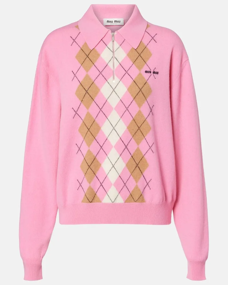 Miu Miu Polopullover aus Kaschmir Pink