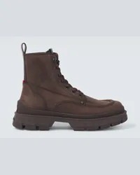 Moncler Schnuerstiefel Hevea City aus Leder Braun