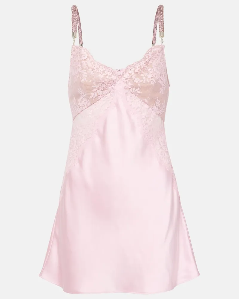 Self-Portrait X Christopher Kane Minikleid mit Spitze und Kristallen Rosa