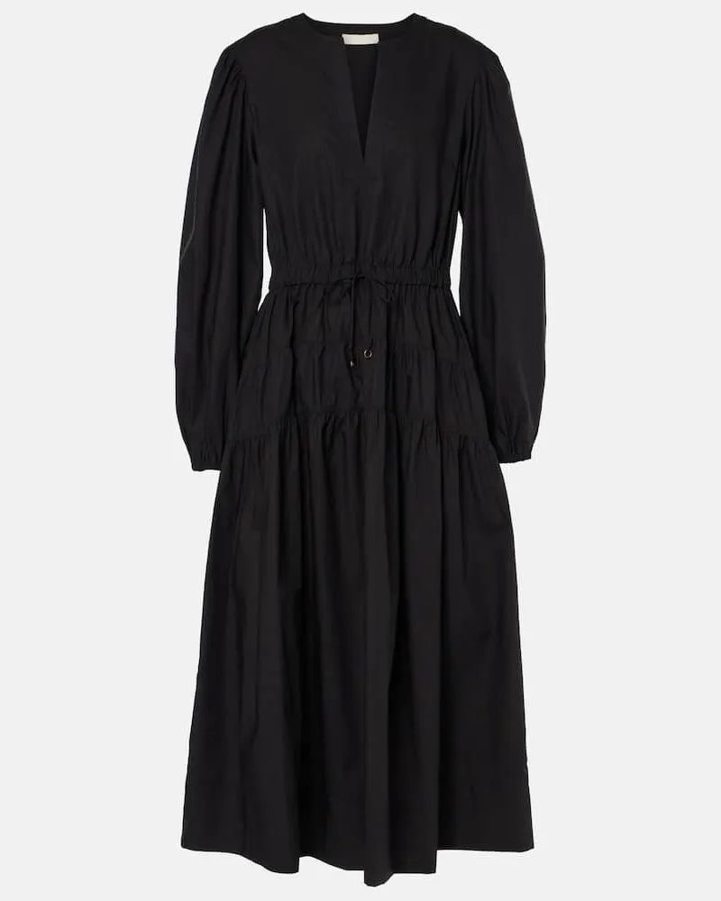 Ulla Johnson Midikleid Aurelie aus Baumwolle Schwarz