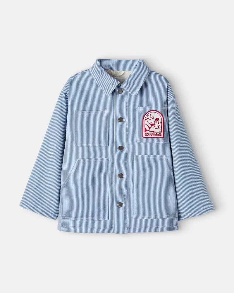 Stella McCartney Kids Jacke aus Baumwoll-Gabardine Blau