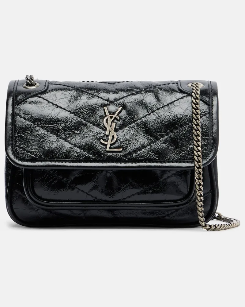 Saint Laurent Schultertasche Niki Mini aus Leder Schwarz