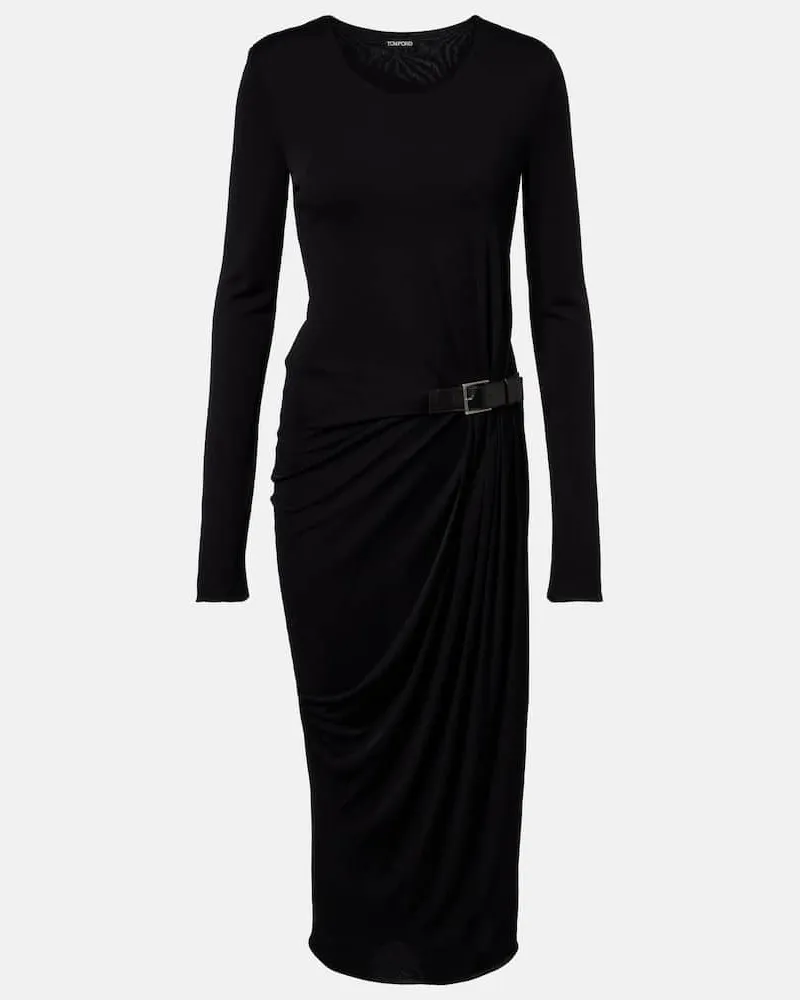 Tom Ford Midikleid aus Jersey Schwarz