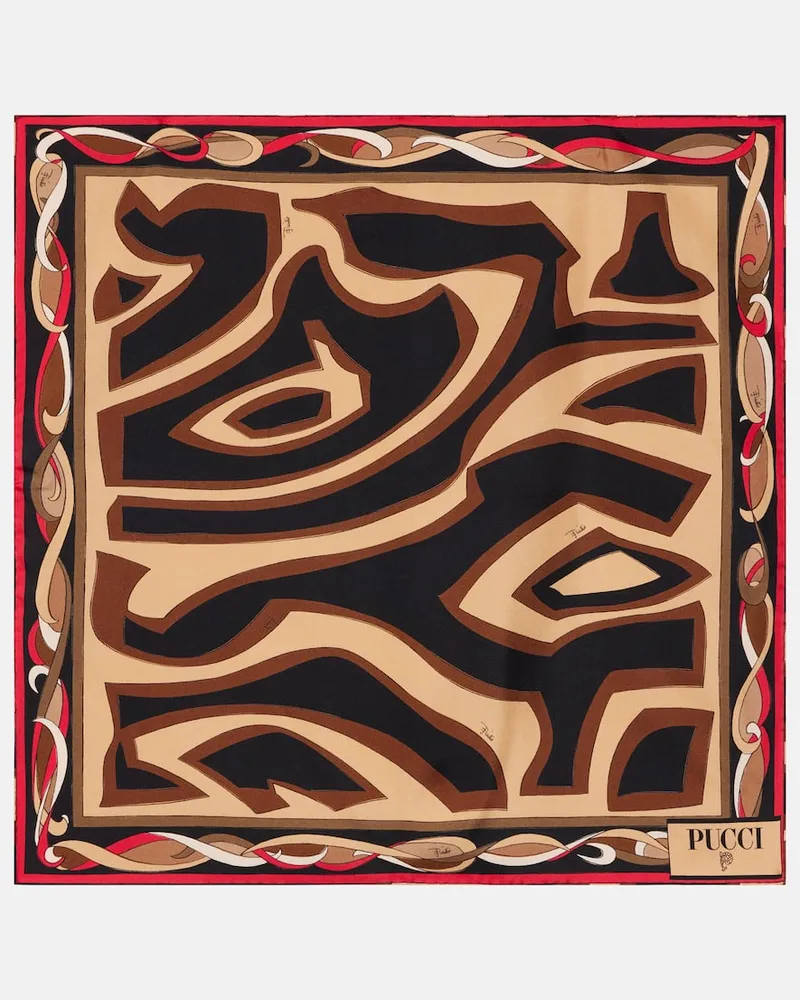 Emilio Pucci Tuch Labirinto aus Seiden-Twill Braun