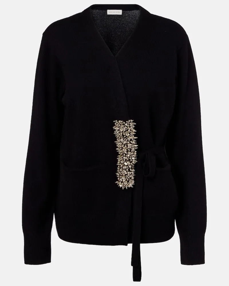 Dries van Noten Cardigan aus Kaschmir mit Kristallen Schwarz