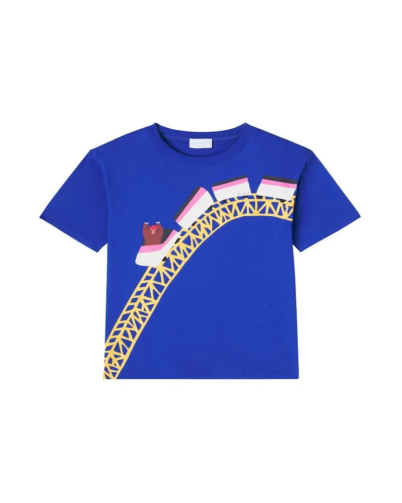Gucci X Euan Roberts T-Shirt aus Baumwoll-Jersey Blau