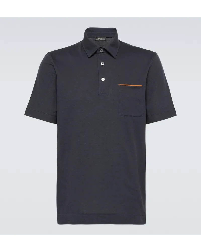 Ermenegildo Zegna Polohemd aus Baumwoll-Piqué Blau