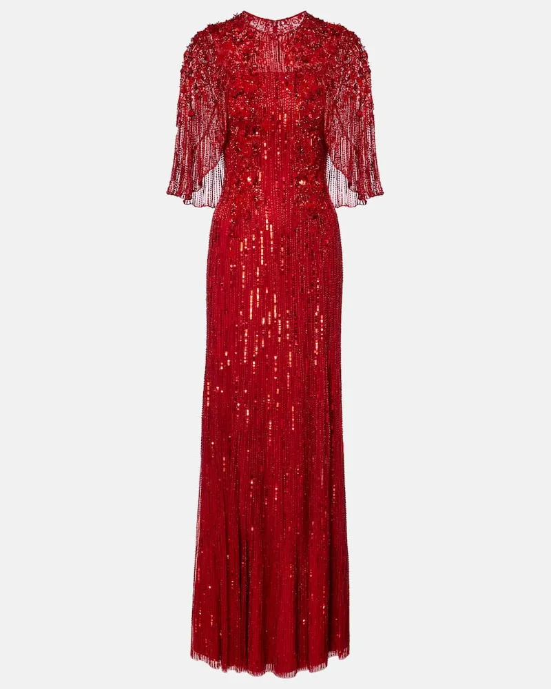 Jenny Packham Verzierte Robe Violetta Rot