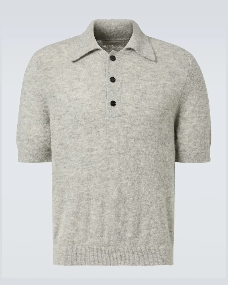 Dries van Noten Polohemd aus einem Wollgemisch Grau