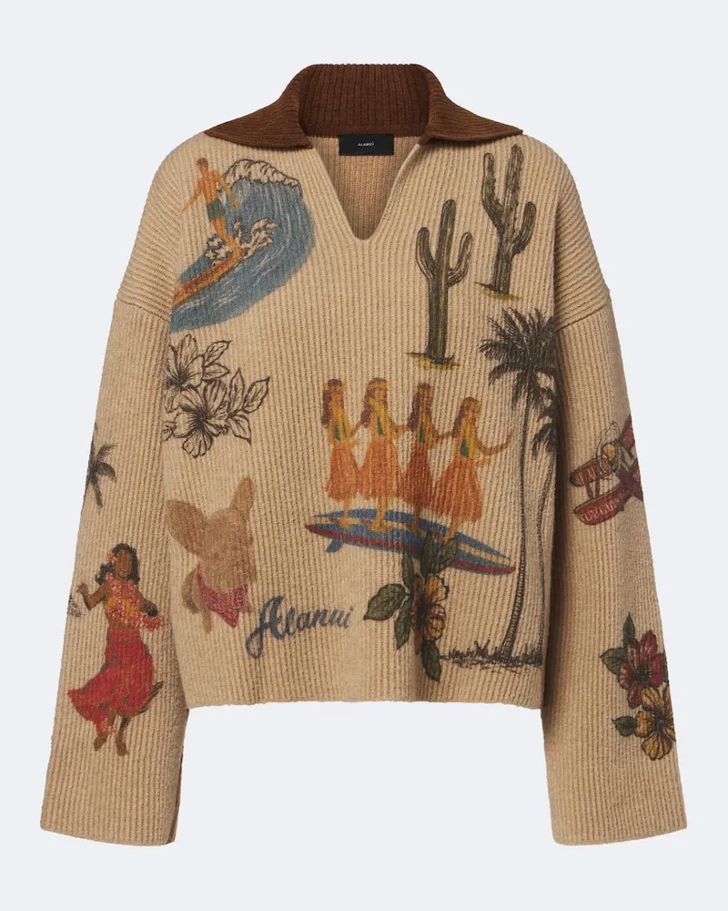 Alanui Bedruckter Polopullover The Decade Beige