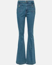 Veronica Beard High-Rise Flared Jeans Beverly Blau