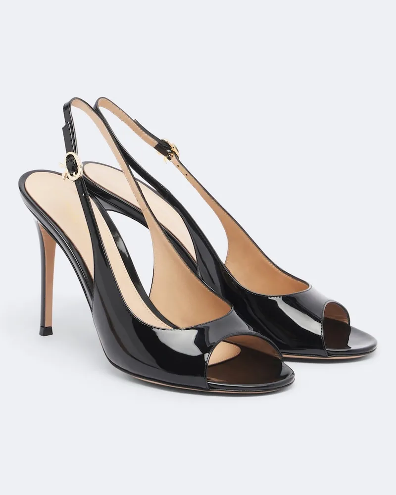 Gianvito Rossi Slingback-Sandalen aus Lackleder Schwarz