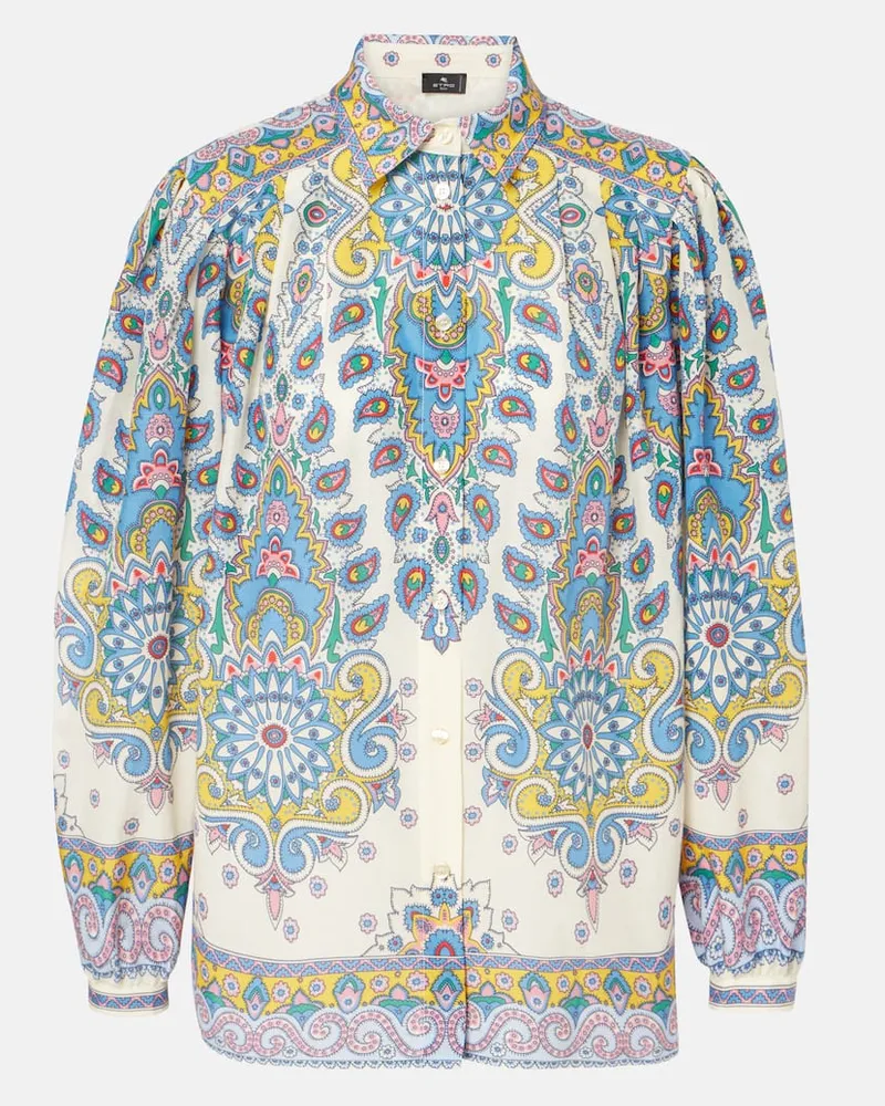Etro Hemd aus Baumwolle und Seide Blau