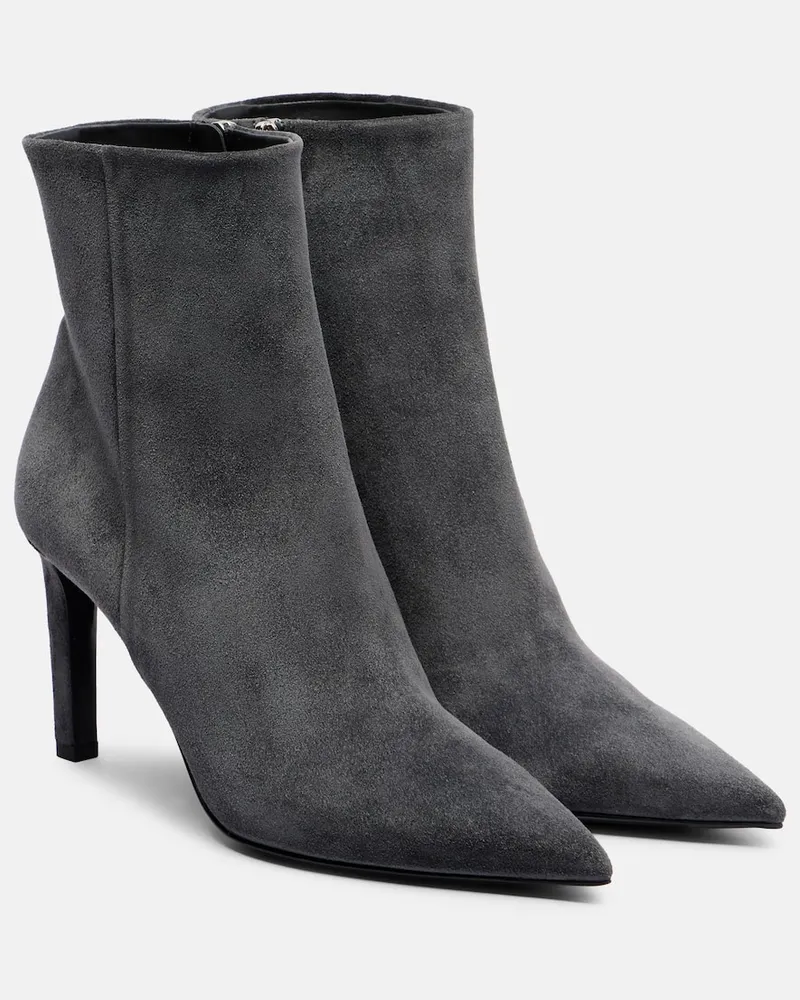 Jimmy Choo Ankle Boots Frankie 85 aus Veloursleder Grau