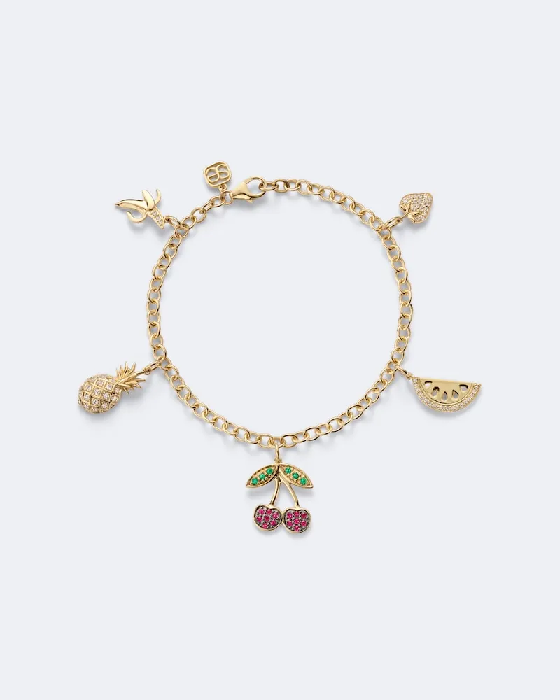 Sydney Evan Armband aus 14kt Gelbgold mit Diamanten, Rubinen und Smaragden Gold