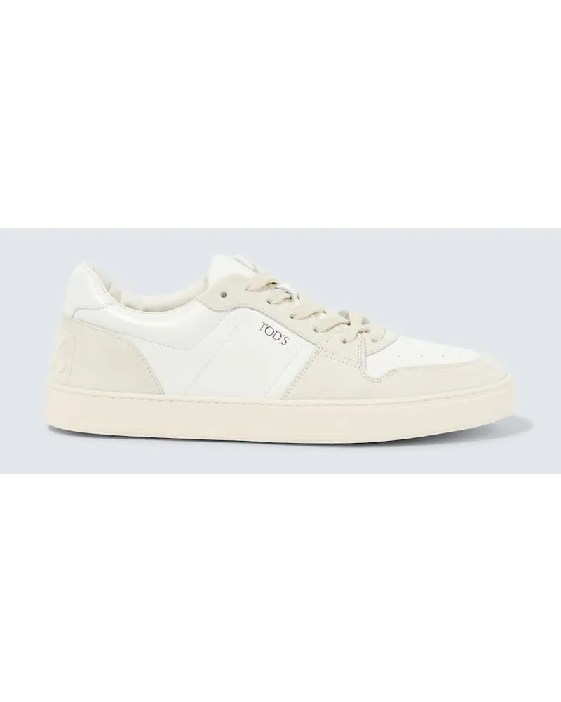 TOD'S Sneakers aus Leder mit Veloursleder Weiss