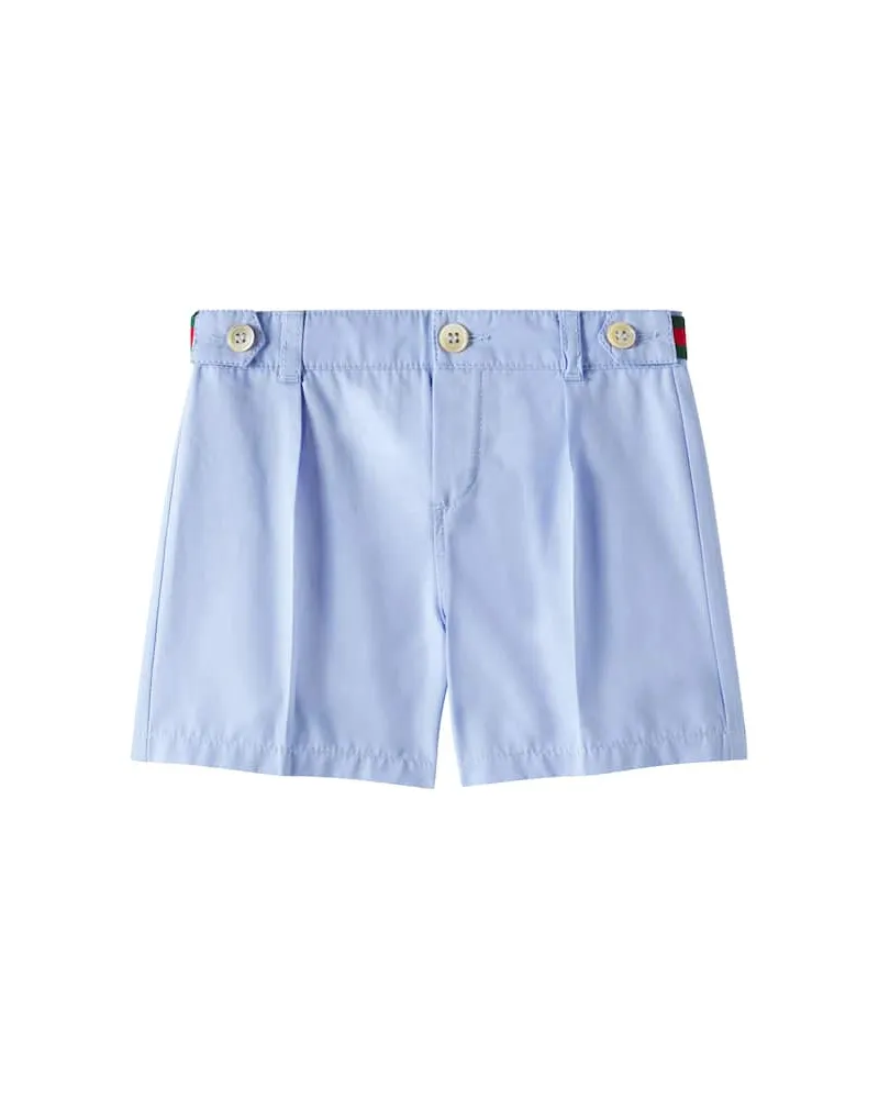 Gucci Baby Bermuda-Shorts Web Stripe aus Baumwollpopeline Blau