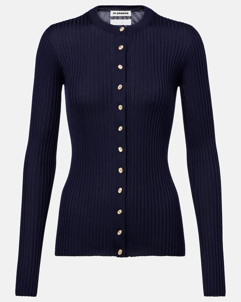 Jil Sander Cardigan aus Seide Blau