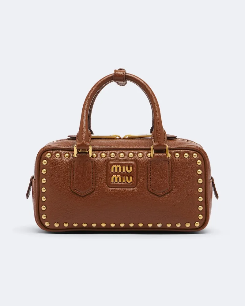 Miu Miu Verzierte Henkeltasche Arcadie aus Leder Braun