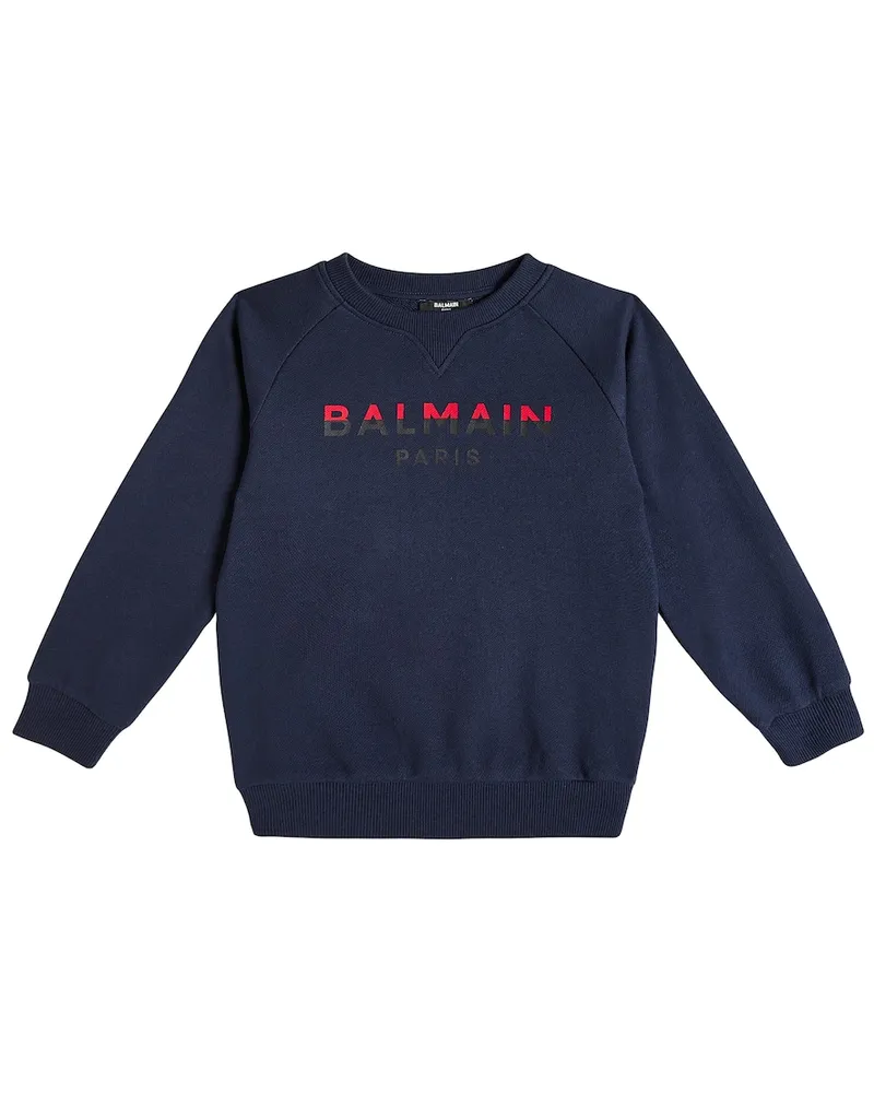 Balmain Sweatshirt aus Baumwoll-Jersey Blau