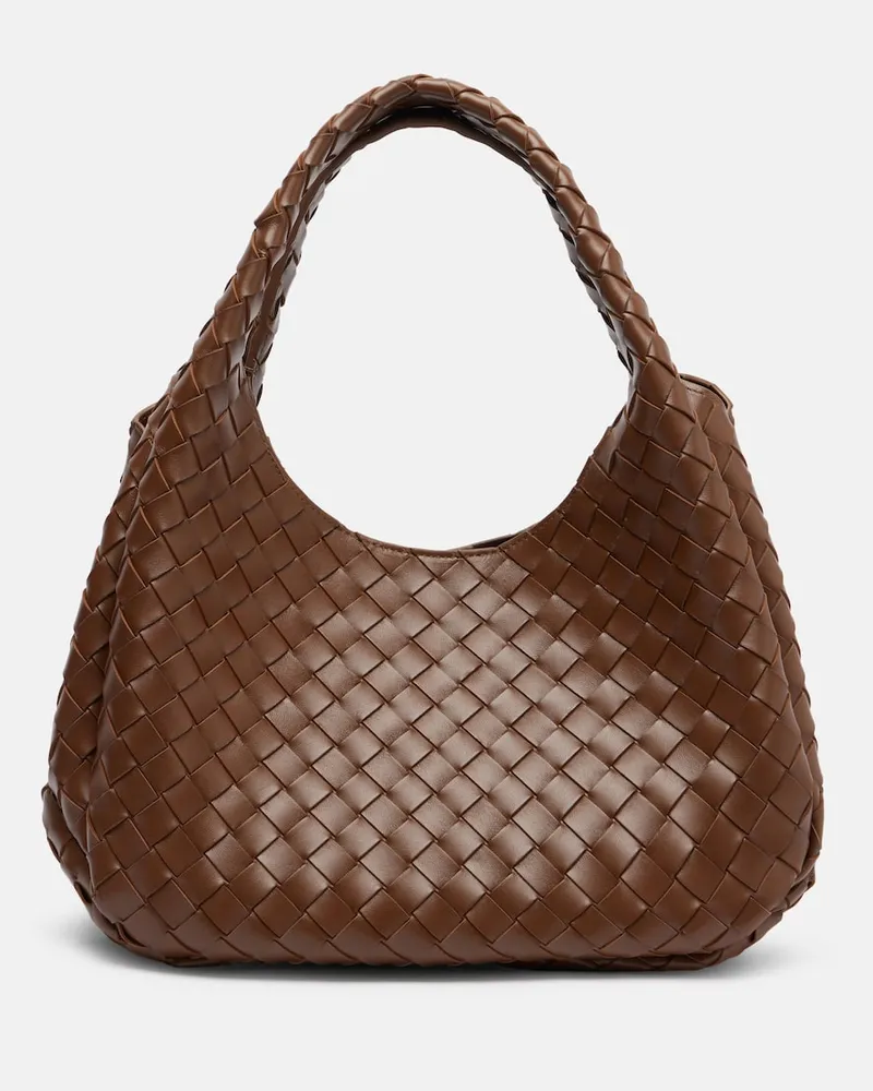 Bottega Veneta Schultertasche Campana Medium aus Leder Braun
