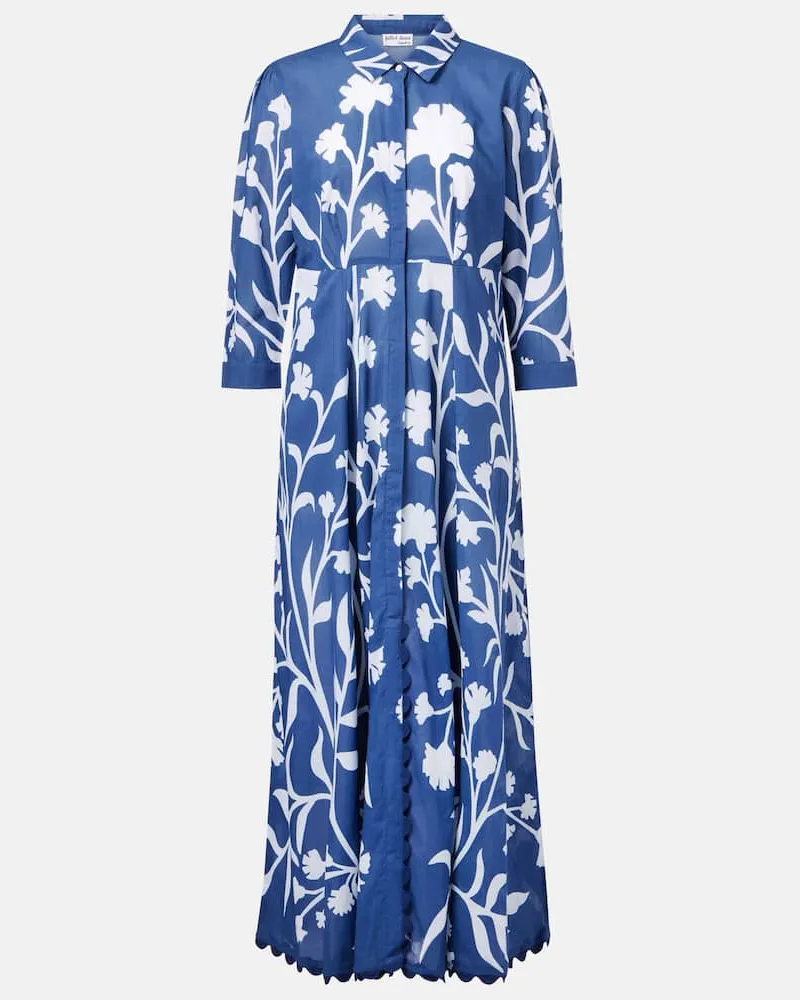 Juliet Dunn Bedrucktes Maxikleid aus Baumwolle Blau