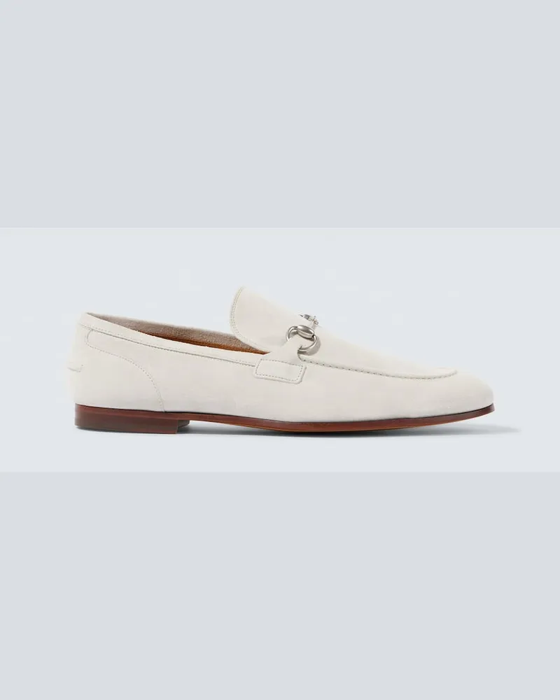 Gucci Loafers Gucci Jordaan Horsebit aus Veloursleder Weiß