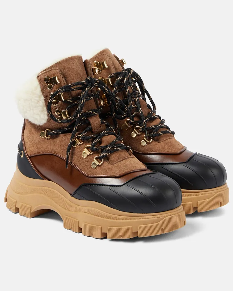 Dorothee Schumacher Schnürstiefel Sporty Shearling aus Leder Braun