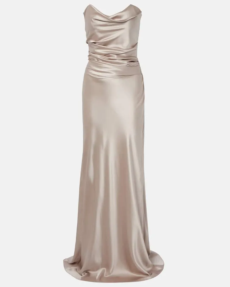 The Sei Bustier-Robe aus Seidensatin Grau