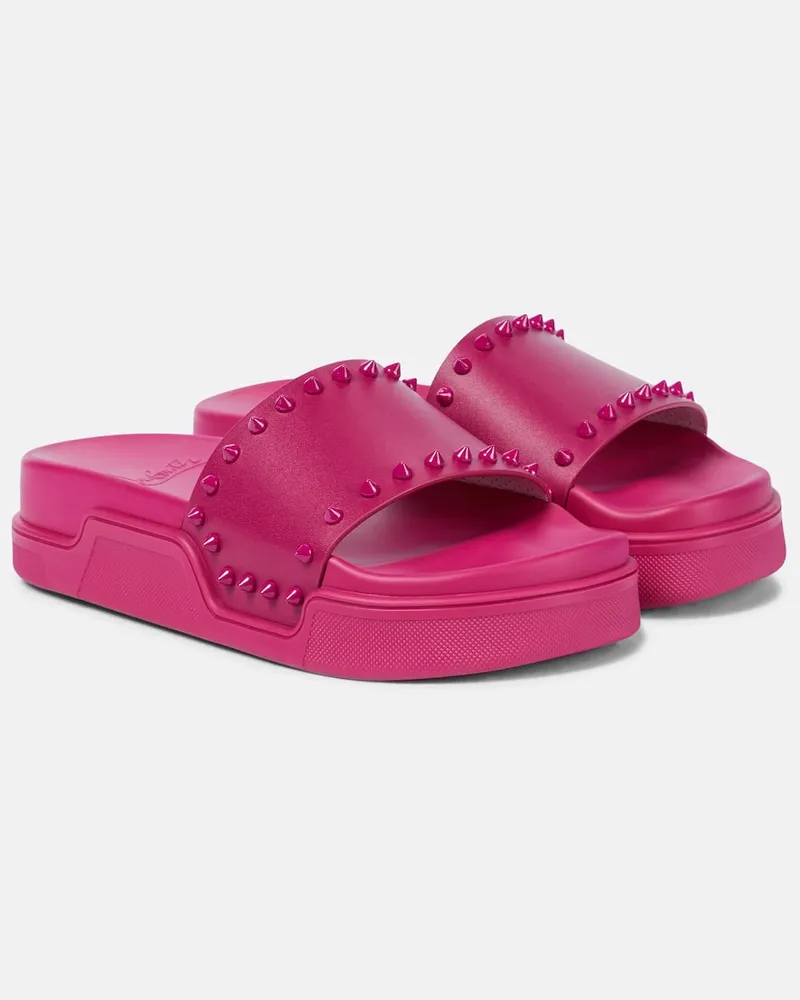 Christian Louboutin Pantoletten Pool Stud mit Leder Rosa