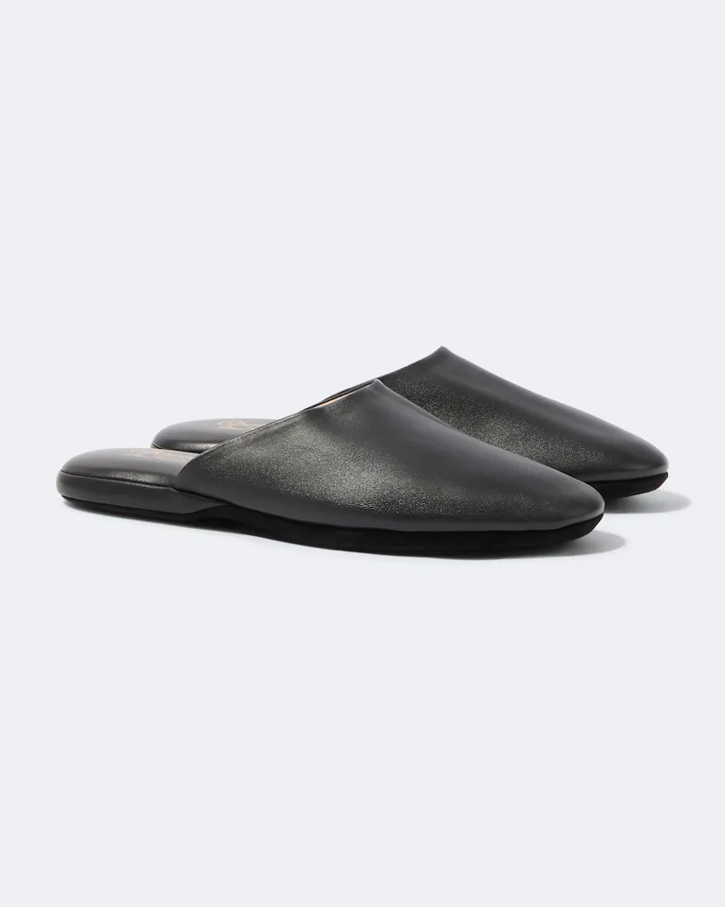 Charvet Slippers aus Leder Schwarz