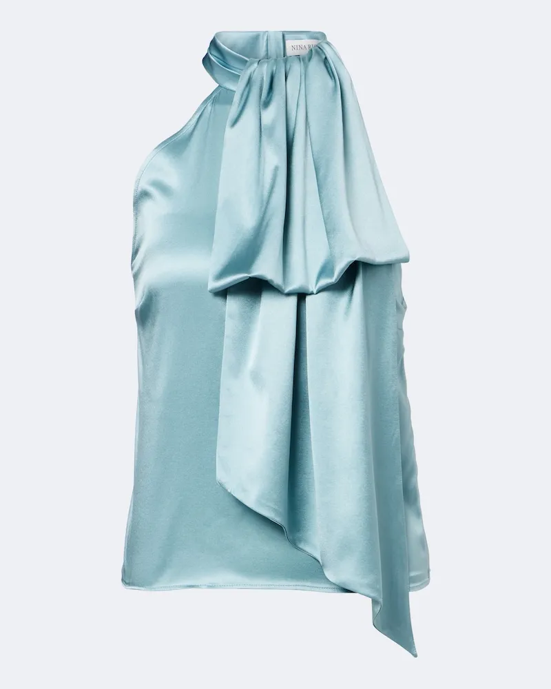 Nina Ricci Top aus Satin aus einem Seidengemisch Blau