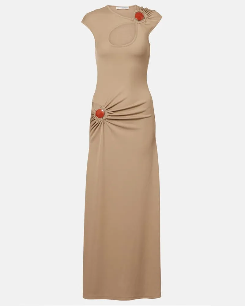 Christopher Esber Verziertes Maxikleid Mineral Stone aus Jersey Beige