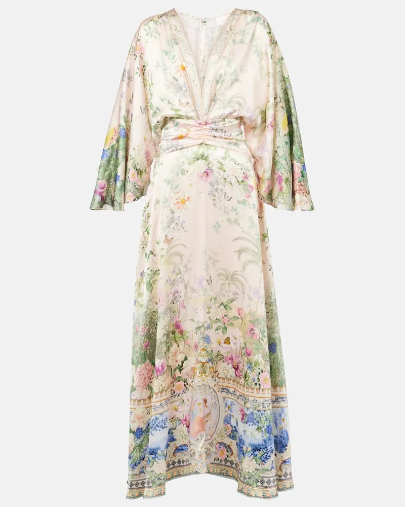Camilla Wickelkleid aus Seide mit Kristallen Multicolor