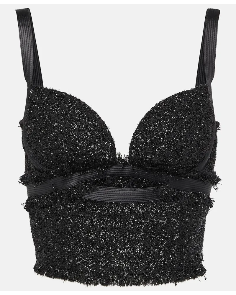 Versace Bustier-Top aus Bouclé Schwarz