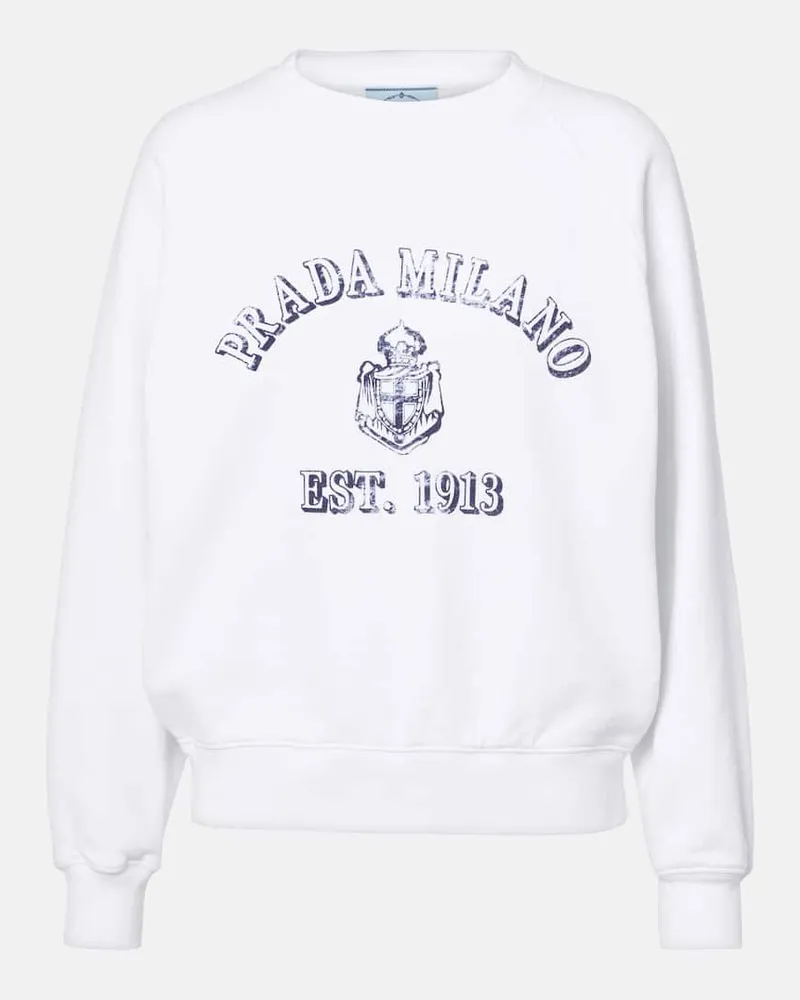 Prada Sweatshirt aus Baumwoll-Jersey Weiß