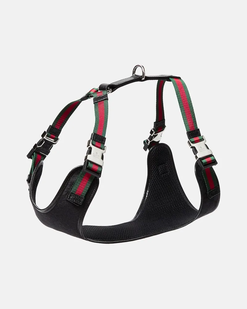 Gucci Geschirr für Hunde S/M GG aus Canvas Schwarz