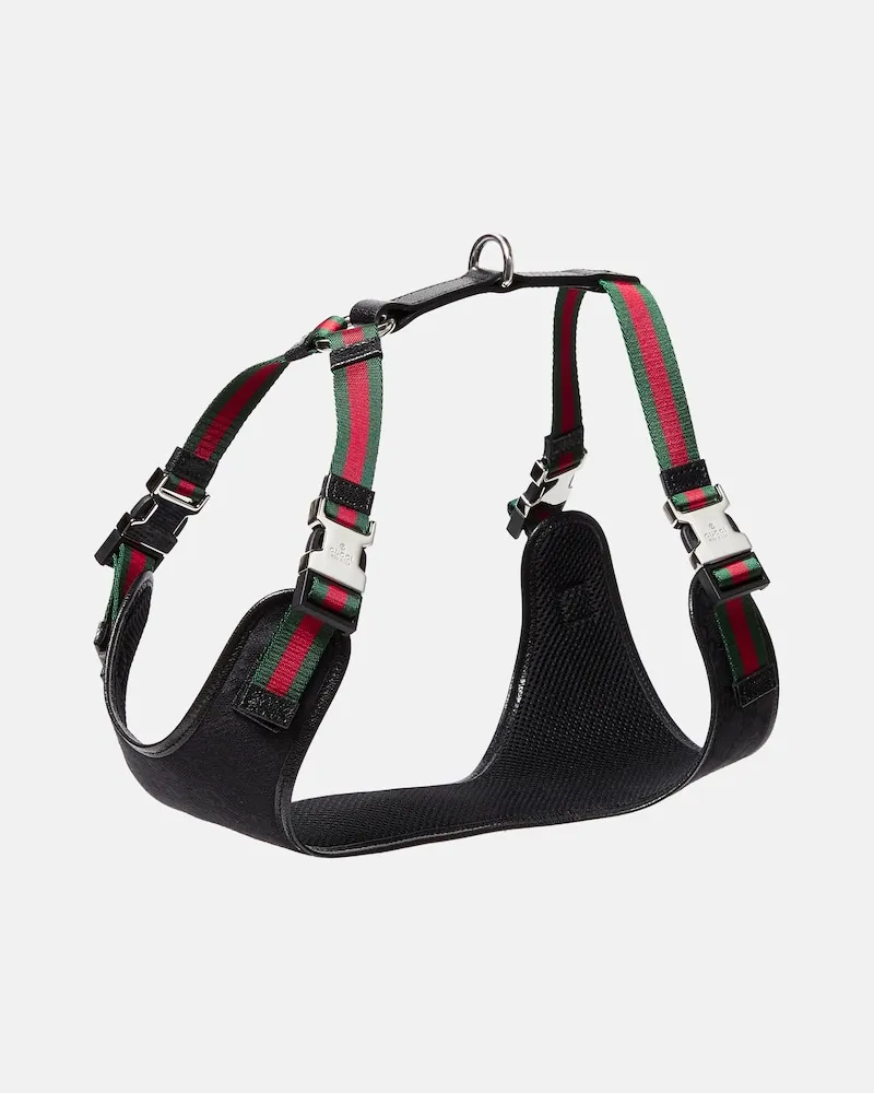 Gucci Geschirr für Hunde S/M GG aus Canvas Schwarz
