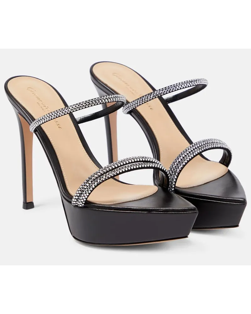 Gianvito Rossi Verzierte Plateausandalen aus Leder Schwarz