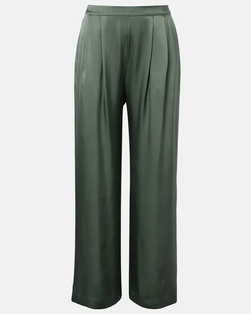 ASCENO Weite Hose Isola aus Seiden-Twill Grün