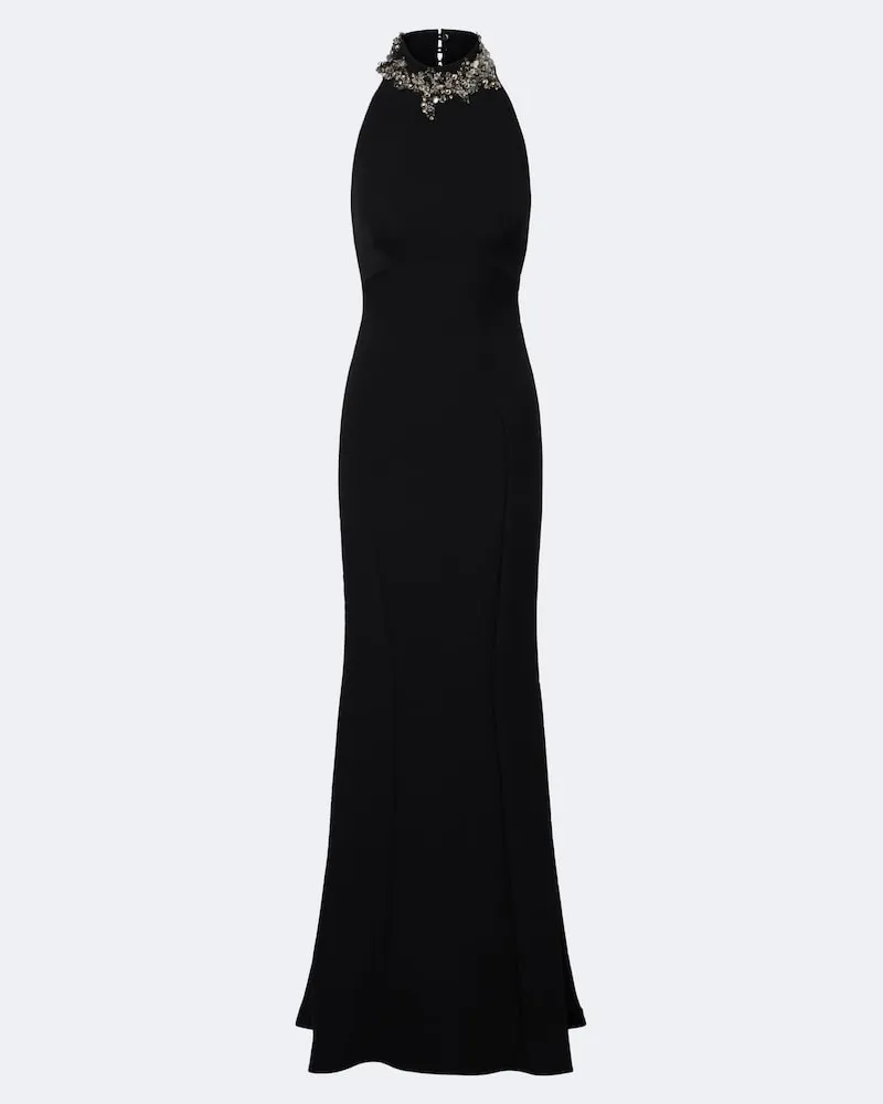 Safiyaa Verzierte Robe Lark aus Crêpe Schwarz