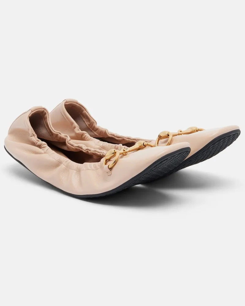 Gucci Ballerinas Prima Horsebit aus Leder Rosa