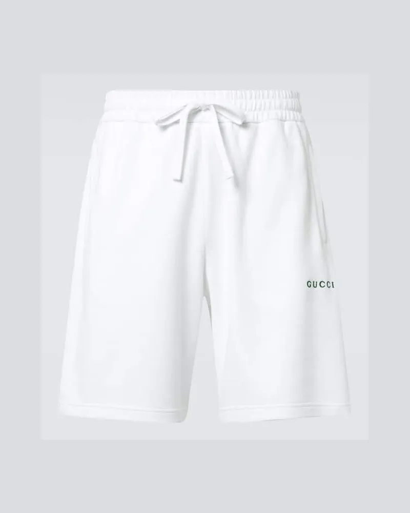 Gucci Shorts Webstripe aus Baumwoll-Jersey Weiß