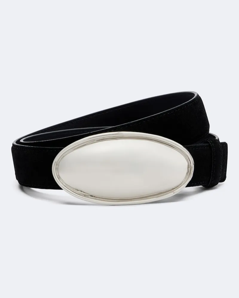Altuzarra Gürtel Oval Plakette aus Veloursleder Schwarz
