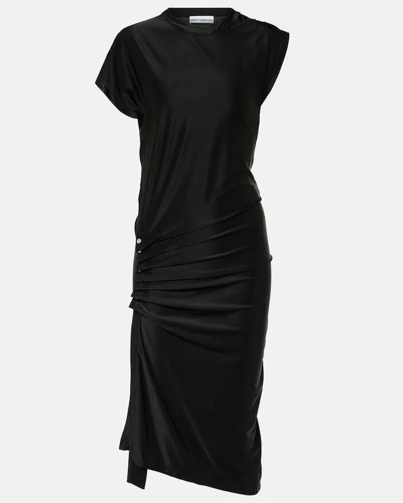 Paco Rabanne Midikleid aus Jersey Schwarz