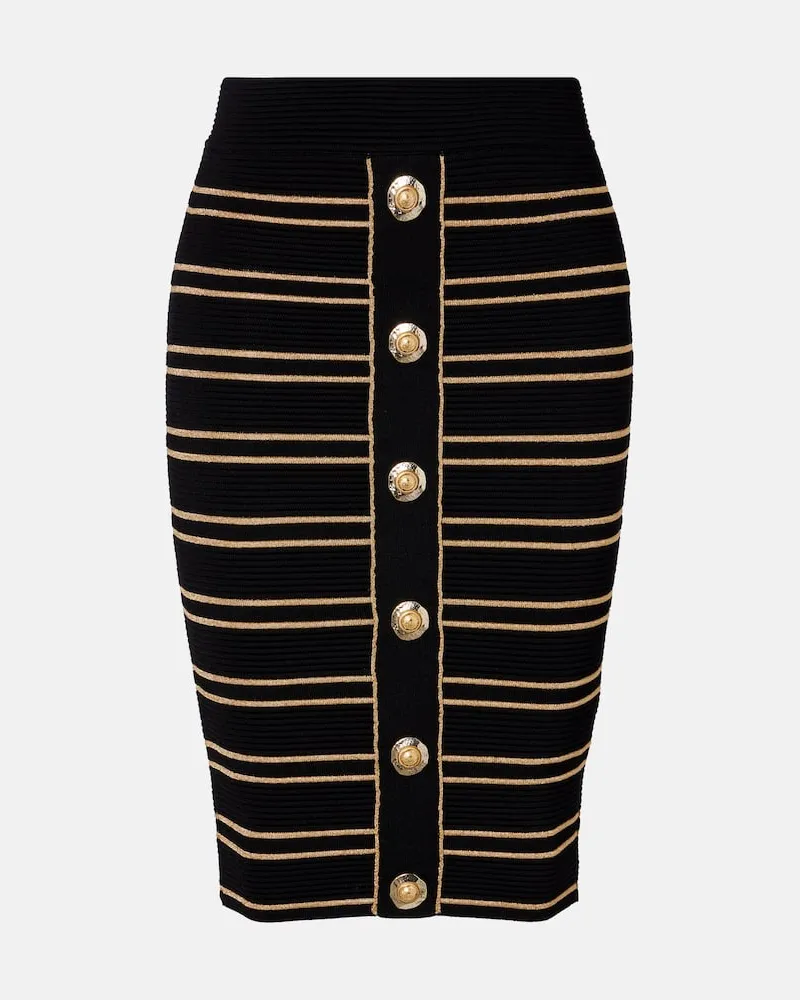 Balmain Midirock aus Rippstrick Schwarz