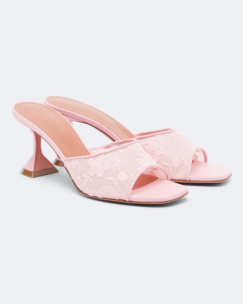 Amina Muaddi Mules Lupita aus Spitze Rosa