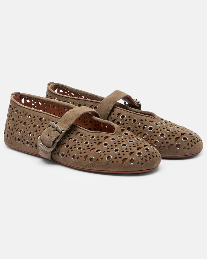 Alaïa Alaïa Mary-Jane-Ballerinas La Ballerine aus Veloursleder Grün