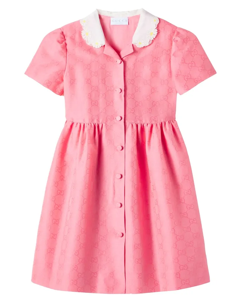 Gucci Kleid GG aus Baumwoll-Canvas Pink